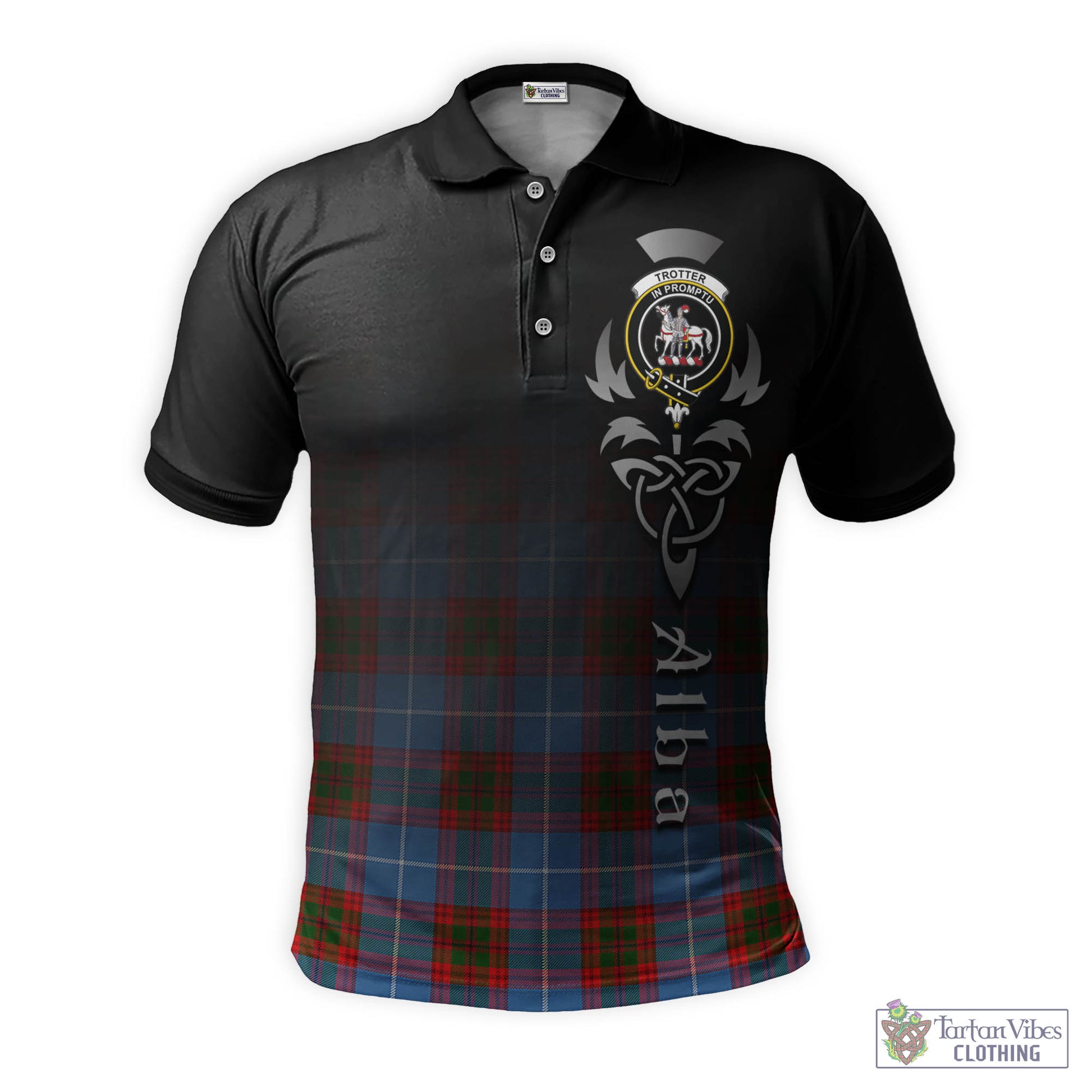 Trotter Tartan Polo Shirt Featuring Alba Gu Brath Family Crest Celtic Inspired - Tartan Vibes Clothing