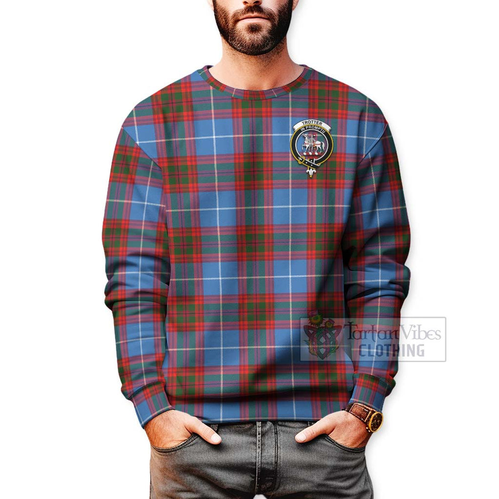 Trotter Tartan Sweatshirt with Family Crest Celtic Skull Style - Tartan Vibes Clothing