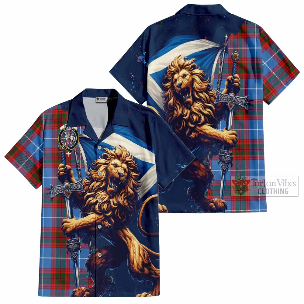 Trotter Tartan Family Crest Hawaiian Shirt with Scottish Majestic Lion - Tartan Vibes Clothing