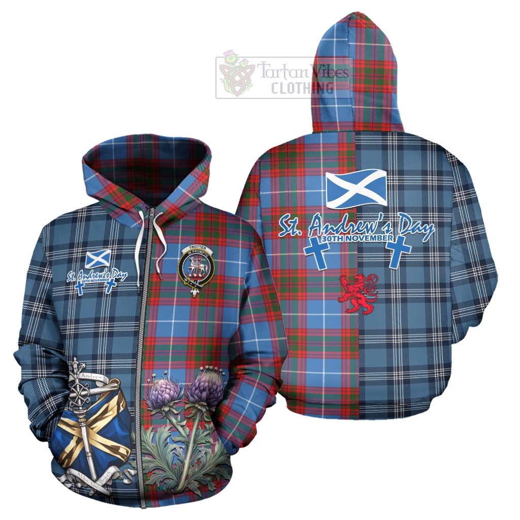 Trotter Tartan Hoodie Happy St. Andrew's Day Half Tartan Style - Tartan Vibes Clothing