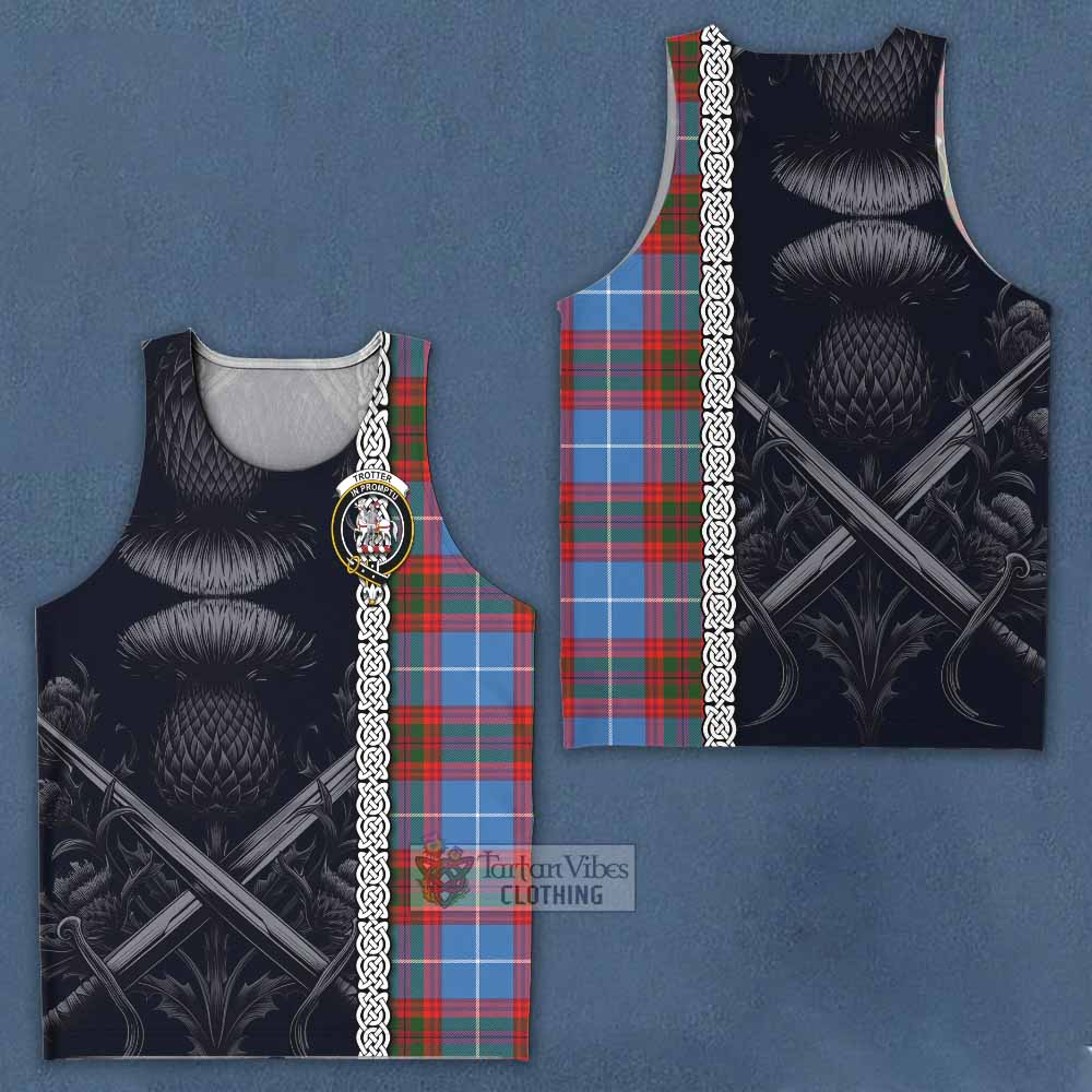 Trotter Tartan Men's Tank Top with Family Crest Cross Sword Thistle Celtic Vibes - Tartan Vibes Clothing