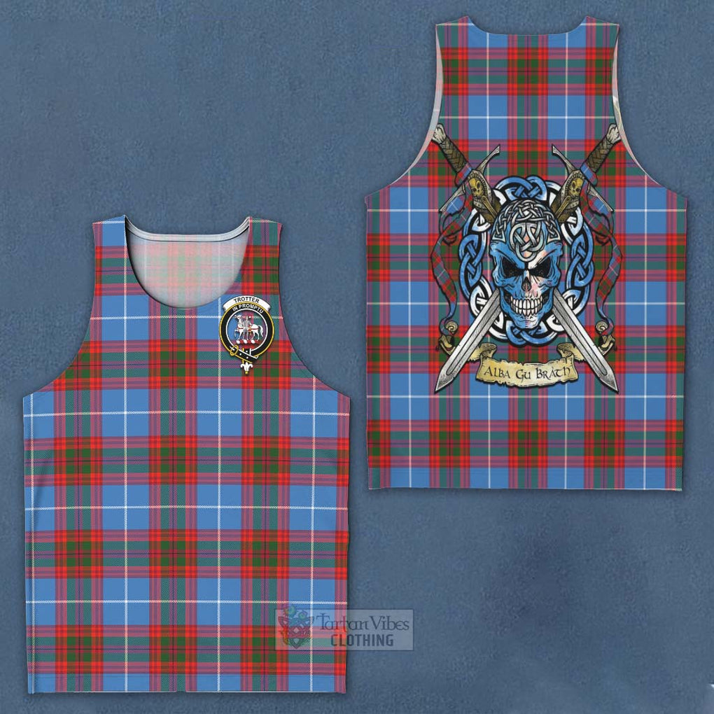 Trotter Tartan Men's Tank Top with Family Crest Celtic Skull Style - Tartan Vibes Clothing
