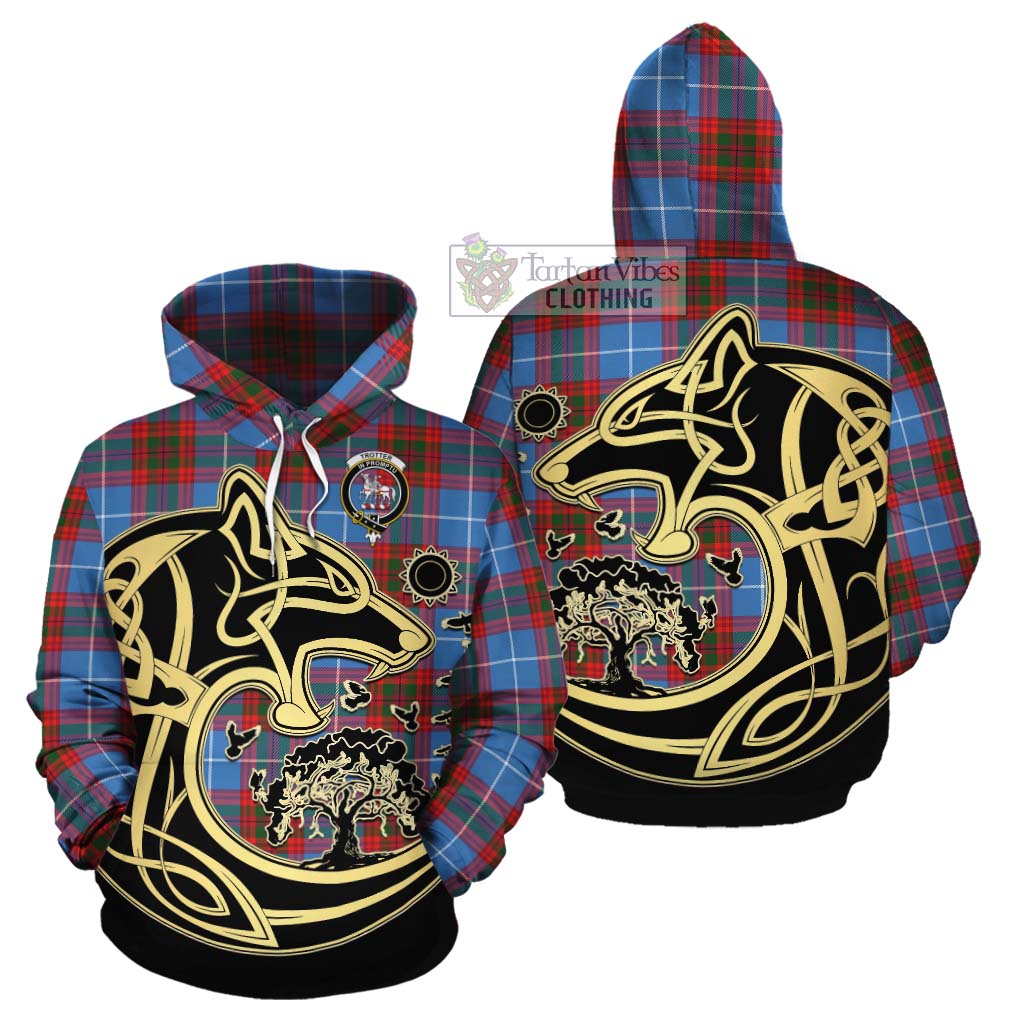 Trotter Tartan Cotton Hoodie with Family Crest Celtic Wolf Style Zip Hoodie - Tartan Vibes Clothing