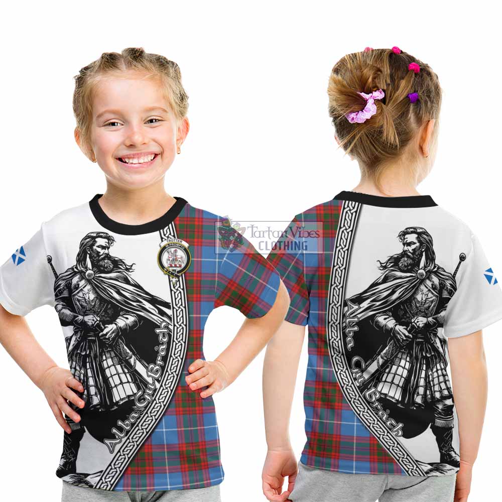 Trotter Tartan Clan Crest Kid T-Shirt with Highlander Warrior Celtic Style - Tartan Vibes Clothing