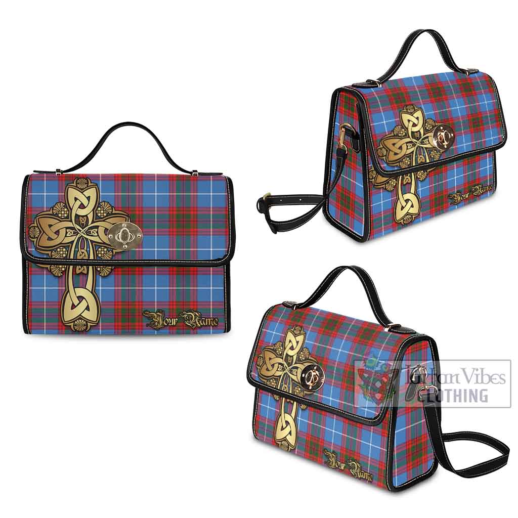 Tartan Vibes Clothing Trotter Tartan Waterproof Canvas Bag Golden Thistle Celtic Cross Style