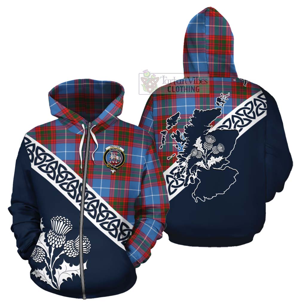 Trotter Tartan Cotton Hoodie Featuring Thistle and Scotland Map - Tartan Vibes Clothing