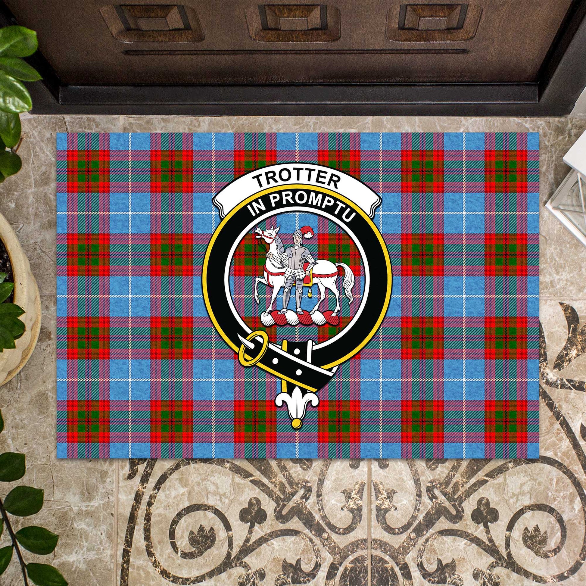 Trotter Tartan Rubber Doormat with Family Crest - Tartan Vibes Clothing