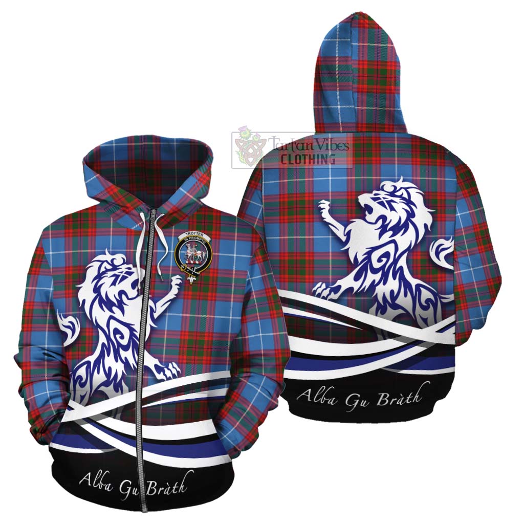 Trotter Tartan Cotton Hoodie with Alba Gu Brath Regal Lion Emblem - Tartan Vibes Clothing