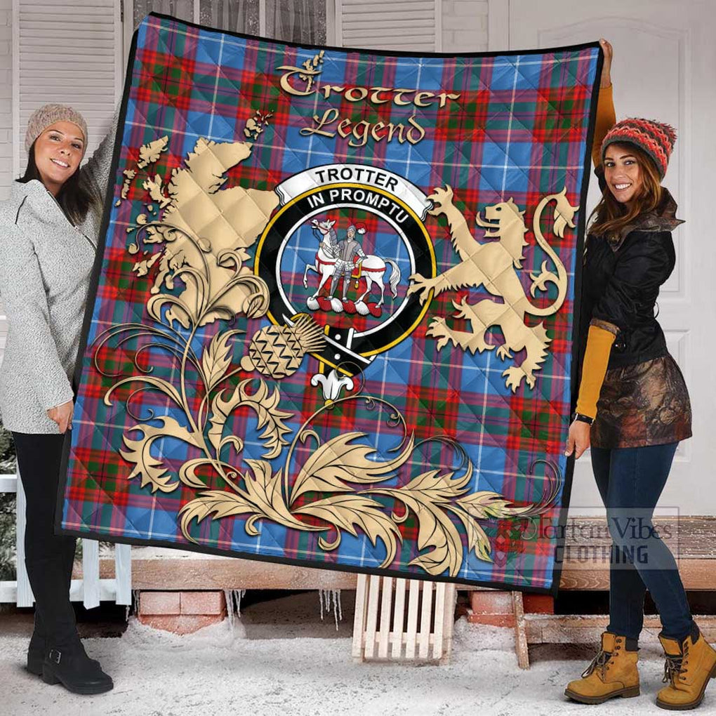 Tartan Vibes Clothing Trotter Tartan Quilt with Family Crest and Scottish Symbol Style