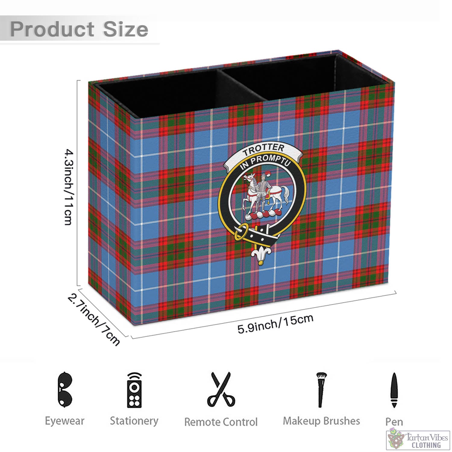Trotter Tartan Pen Holder with Family Crest - Tartan Vibes Clothing