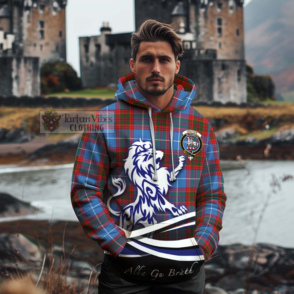 Trotter Tartan Cotton Hoodie with Alba Gu Brath Regal Lion Emblem - Tartan Vibes Clothing