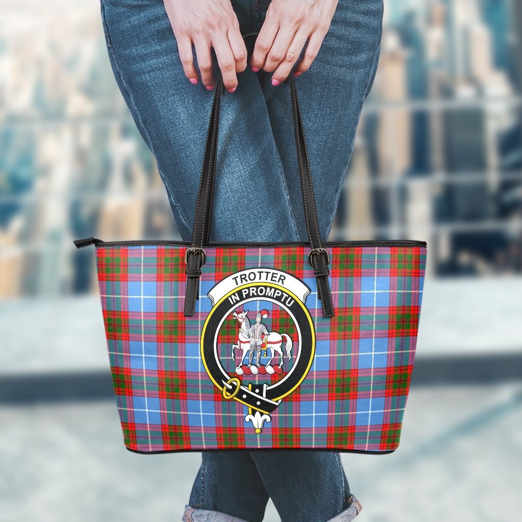 Trotter Tartan Leather Tote Bag with Family Crest - Tartan Vibes Clothing