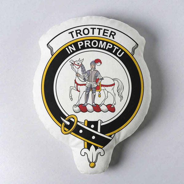 Trotter Clan Crest Shaped Throw Pillow, Scottish Clan Badge Decorative Pillow