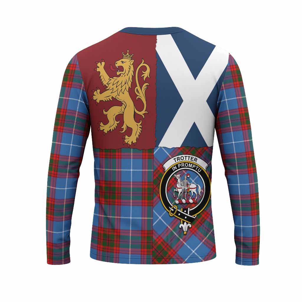 Trotter Crest Tartan Long Sleeve T-Shirt with Lion Rampant Saltire Style