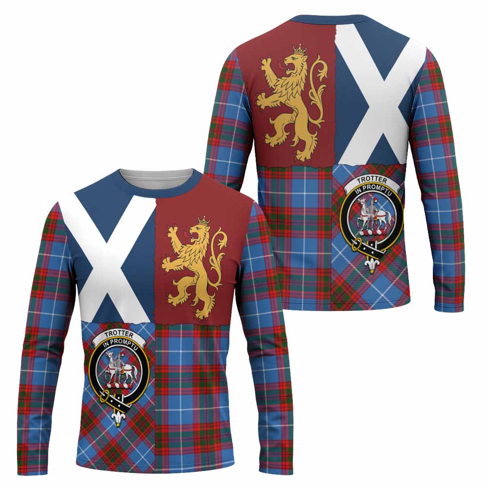 Trotter Crest Tartan Long Sleeve T-Shirt with Lion Rampant Saltire Style