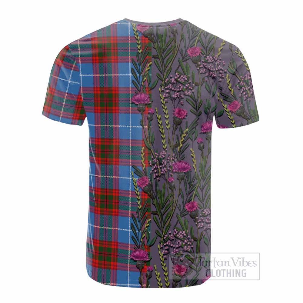 Trotter Family Crest Tartan Cotton T-shirt Scottish Thistle Flower Pattern Half Style - Tartan Vibes Clothing