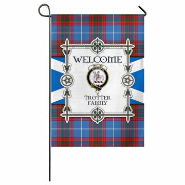 Trotter Family Crest Tartan Welcome Garden Flag Saltire Harmony Style - Tartan Vibes Clothing