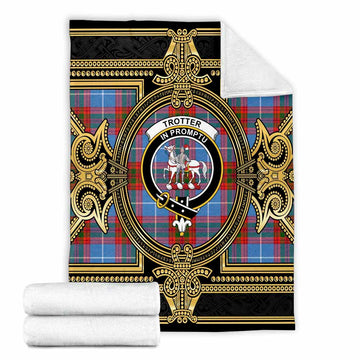 Trotter Scottish Tartan Crest Blanket Royal Stylized