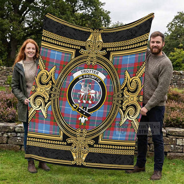 Trotter Scottish Tartan Crest Blanket Royal Stylized