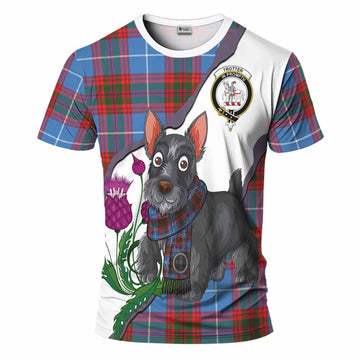 Trotter Scottish Terrier Tartan Crest T-Shirt Thistle Heritage Art