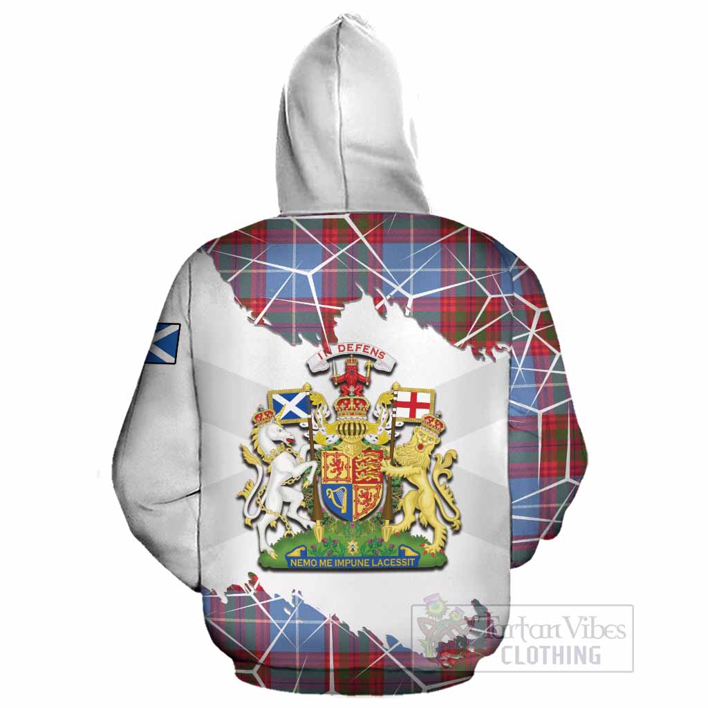 Trotter Tartan Cotton Hoodie with Family Crest and Lion Rampant Grunge Style