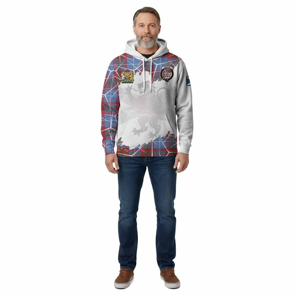 Trotter Tartan Cotton Hoodie with Family Crest and Lion Rampant Grunge Style