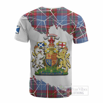 Trotter Tartan Cotton T-shirt with Family Crest and Lion Rampant Grunge Style
