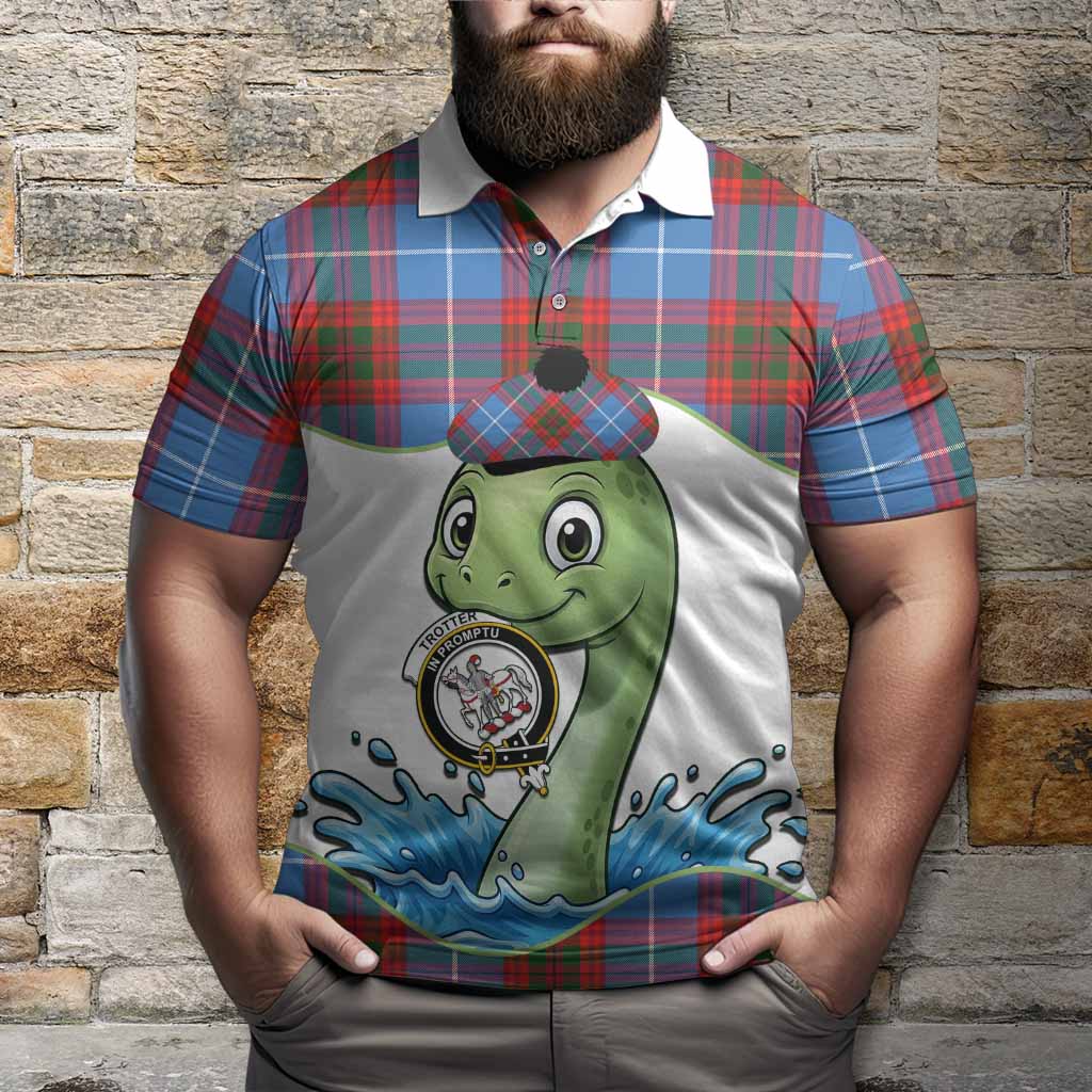 Trotter Tartan Crest Cute Nessie Polo Shirt Scottish Loch Ness Monster