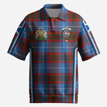 Trotter Tartan Crest Men’s Polo Sweater Top Scotland Coat of Arm Flag Style