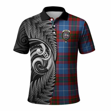 Trotter Tartan Crest Polo Shirt With New Zealand Silver Fern Maori Koru