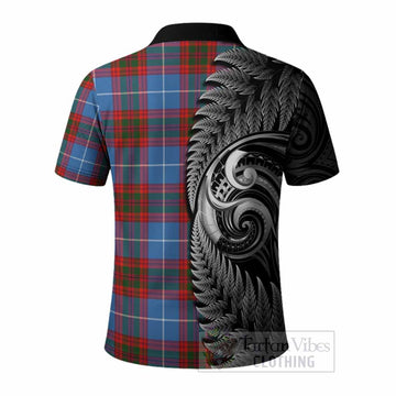 Trotter Tartan Crest Polo Shirt With New Zealand Silver Fern Maori Koru