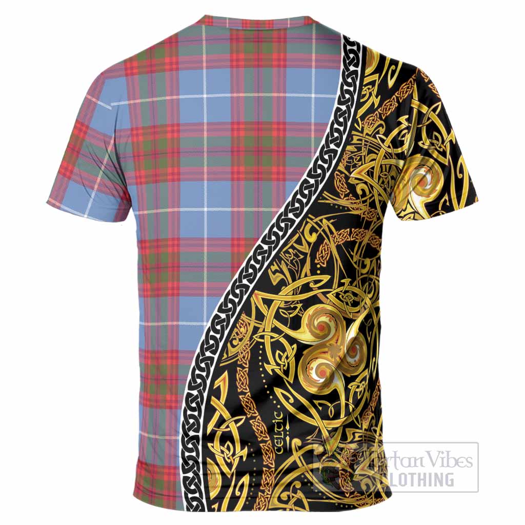 Trotter Tartan Crest T-Shirt Celtic Knot and Triple Trickle Spiral Symbols