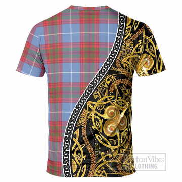 Trotter Tartan Crest T-Shirt Celtic Knot and Triple Trickle Spiral Symbols