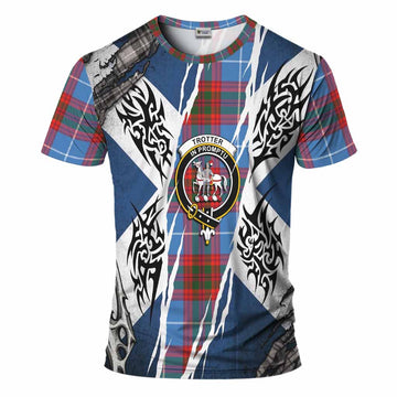 Trotter Tartan Crest T-Shirt Scotland Flag Ripped Tribal Design