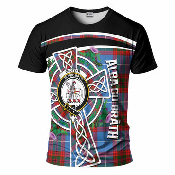 Trotter Tartan Crest T-Shirt Scottish Thistle Celtic Cross Alba Gu Brath