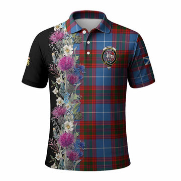 Trotter Tartan Crest Thistle Floral Polo Shirt Kid - Tartan Vibes Clothing
