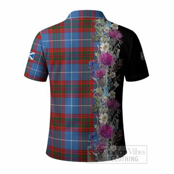Trotter Tartan Crest Thistle Floral Polo Shirt - Tartan Vibes Clothing
