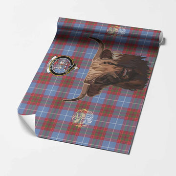 Trotter Tartan Crest Wrapping Paper Scotland Heilan Coo Tartan Seamless Style