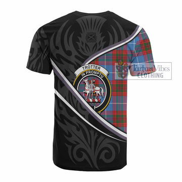 Trotter Tartan Family Crest Cotton T-shirt Celtic Scottish Thistle Floral