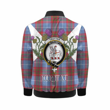 Trotter Tartan Family Crest Kid Bomber Jacket Scottish Burns Night Thistle Floral