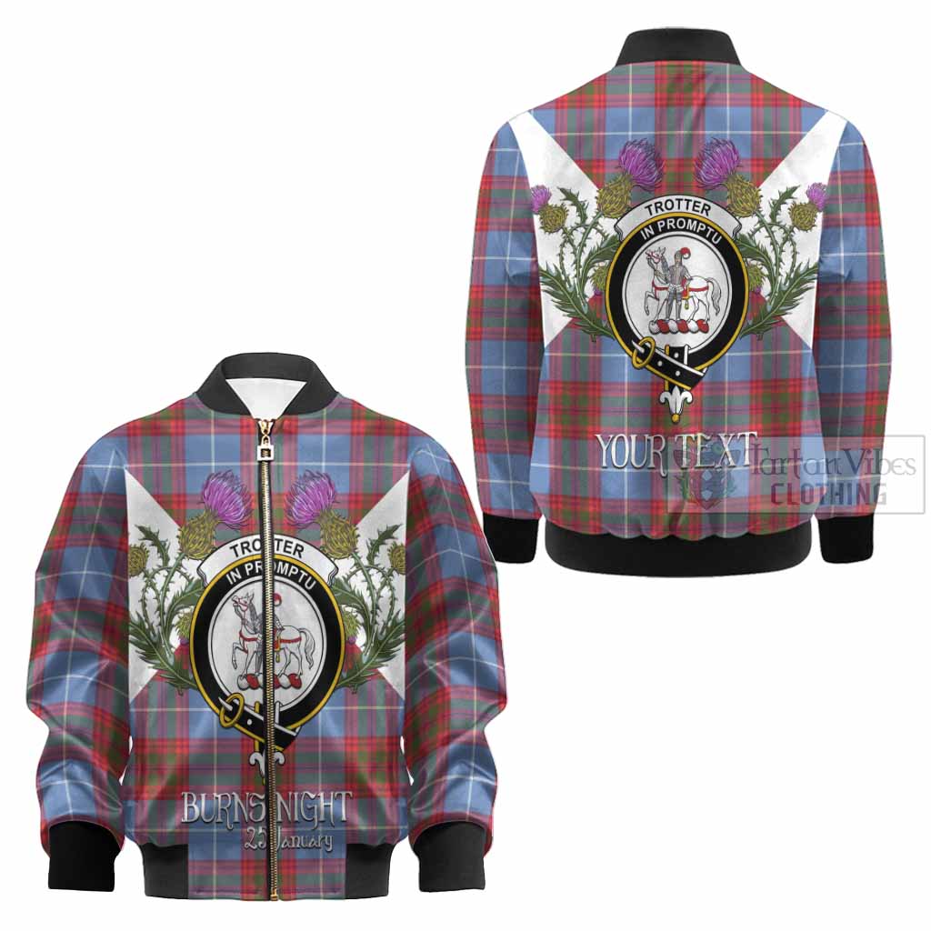Trotter Tartan Family Crest Kid Bomber Jacket Scottish Burns Night Thistle Floral