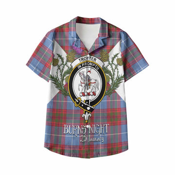 Trotter Tartan Family Crest Kid Hawaiian Shirt Scottish Burns Night Thistle Floral