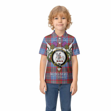 Trotter Tartan Family Crest Kid Polo Shirt Scottish Burns Night Thistle Floral