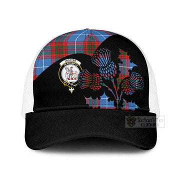 Trotter Tartan Family Crest Mesh Trucker Cap Scotland Thistle Floral Flag Style