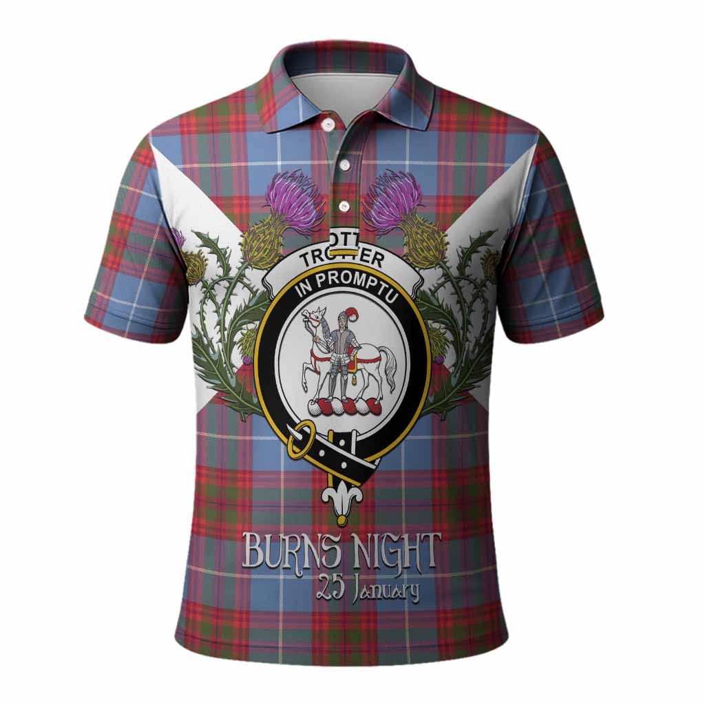 Trotter Tartan Family Crest Polo Shirt Scottish Burns Night Thistle Floral