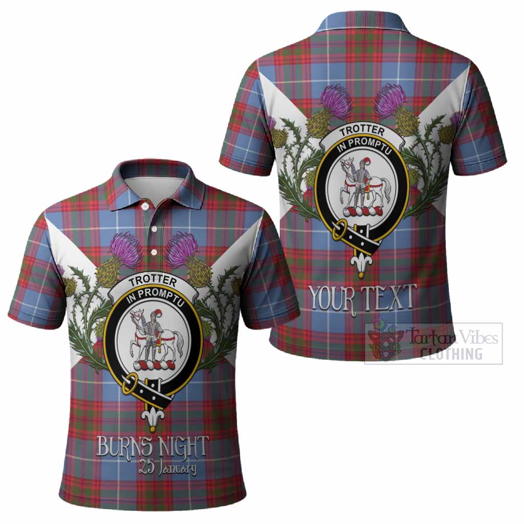 Trotter Tartan Family Crest Polo Shirt Scottish Burns Night Thistle Floral