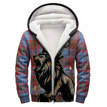 Trotter Tartan Family Crest Sherpa Hoodie Crowned Lion Roaring