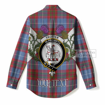 Trotter Tartan Family Crest Women Casual Shirt Scottish Burns Night Thistle Floral