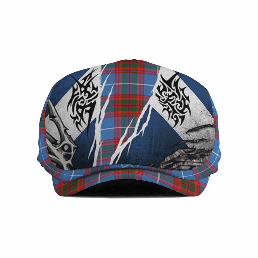 Trotter Tartan Flat Cap, Jeff Cap Scotland Flag Ripped Tribal Design