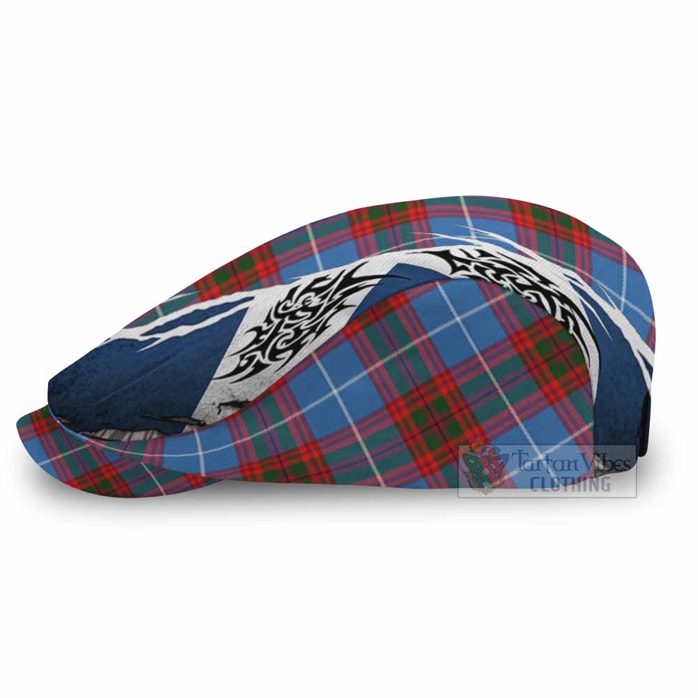 Trotter Tartan Flat Cap, Jeff Cap Scotland Flag Ripped Tribal Design